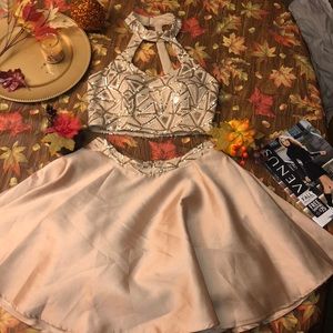 Gold two piece cocktail dress